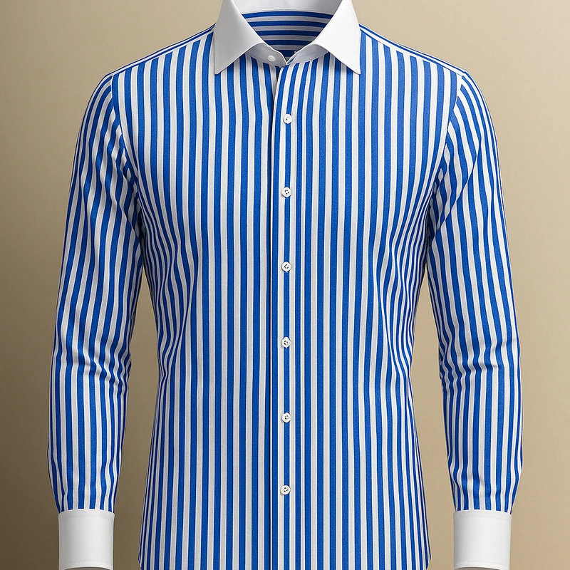 Formal Classic Stripe Navy and White Stripe Giza Cotton 100s - Image 4