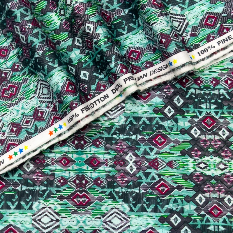 Indian Digital Print Premium Cotton Shirting Fabrics (Green Print)