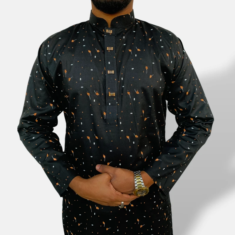BLACK ORANGE PATA PRINT
