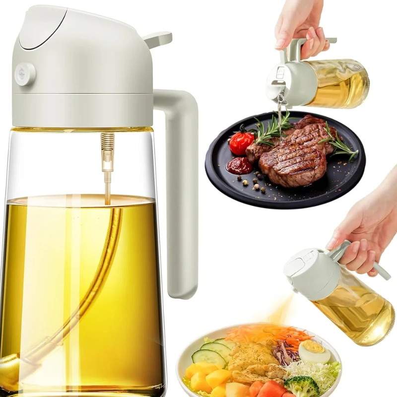 500ml 2-in-1 Glass Oil Sprayer Dispenser with Auto-Lid