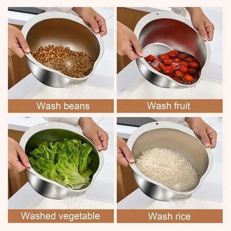 Multifunctional Kitchen Bowl with Strainer(1pcs)