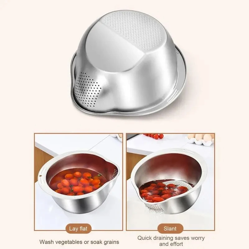 Multifunctional Kitchen Bowl with Strainer(1pcs) - Image 3