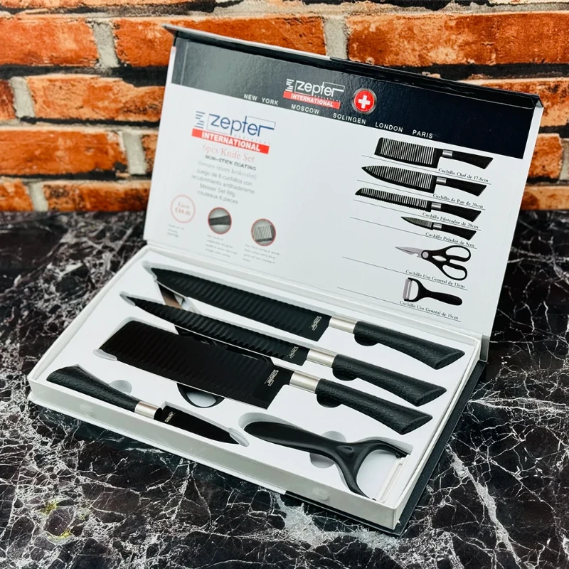 Imported Zepter 6 Pics Knife Set + 3 Stage Knife Sharpener Combo - Image 3