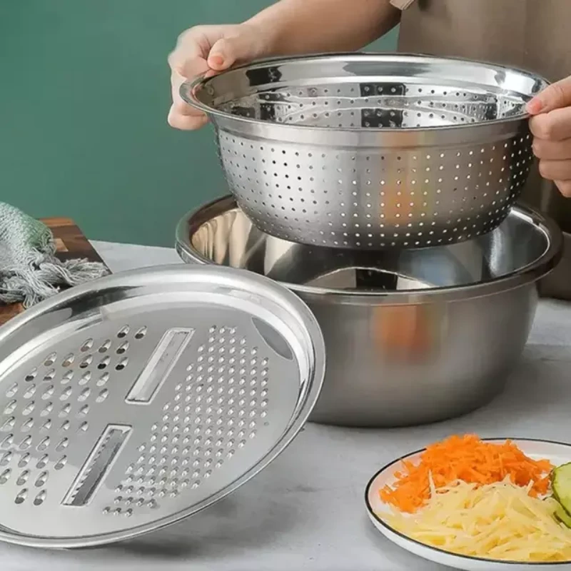 2 Size Available - 3 in 1 Kitchen Grater with Drain Basket