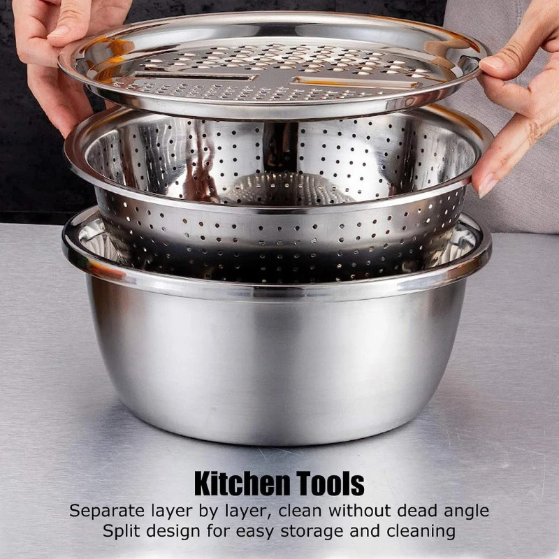 2 Size Available - 3 in 1 Kitchen Grater with Drain Basket - Image 3
