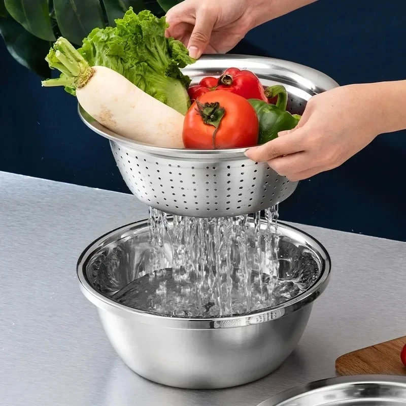 2 Size Available - 3 in 1 Kitchen Grater with Drain Basket - Image 5