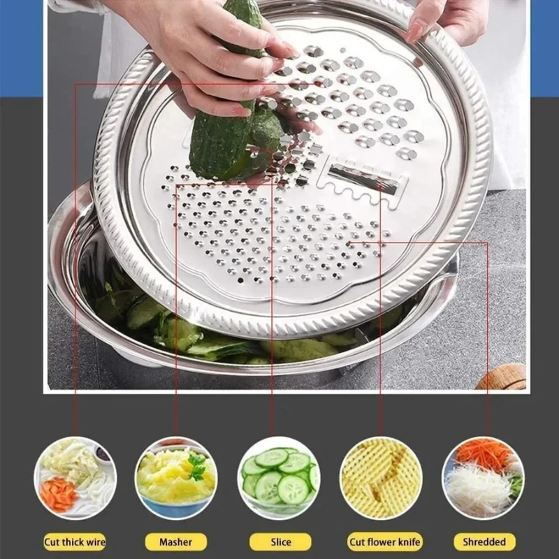 2 Size Available - 3 in 1 Kitchen Grater with Drain Basket - Image 6