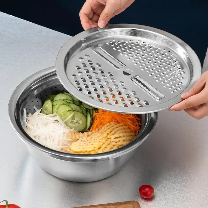 2 Size Available - 3 in 1 Kitchen Grater with Drain Basket - Image 7