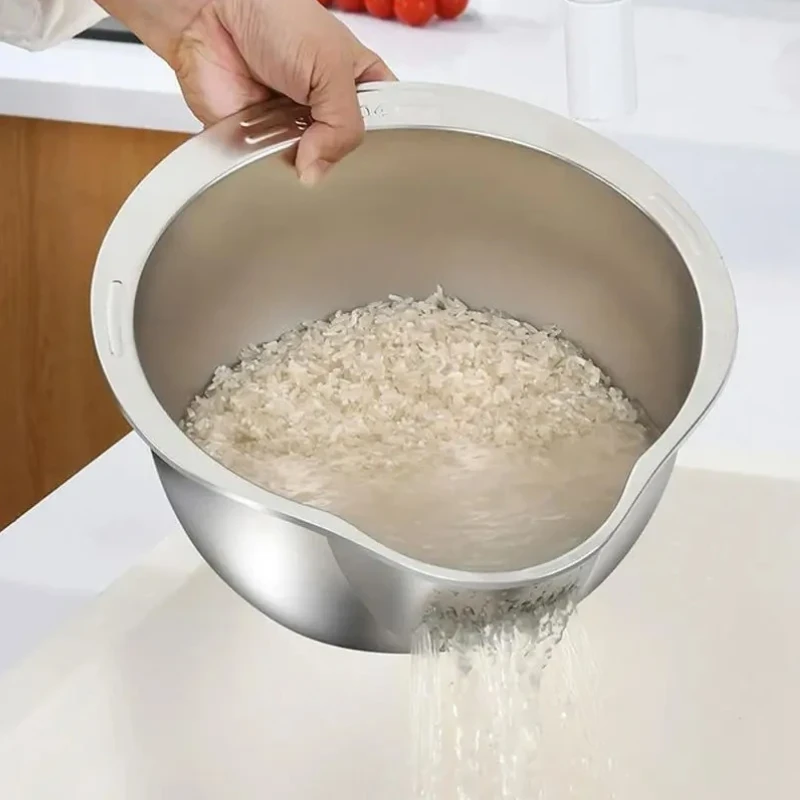 Multifunctional Kitchen Bowl with Strainer(2pcs)