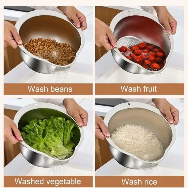 Multifunctional Kitchen Bowl with Strainer(2pcs)