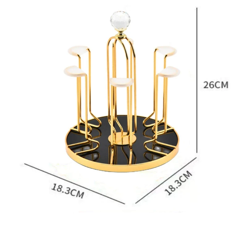 Wrought Iron Cup Stand Mugs Rack Holder With 6 Hooks