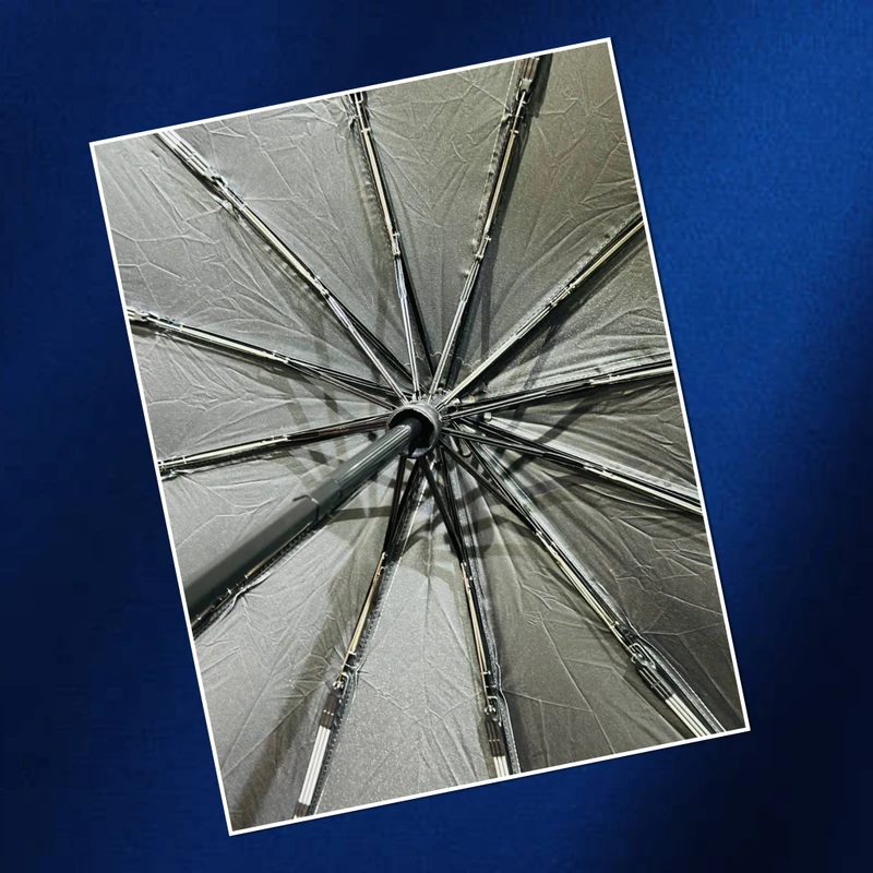 Premium 12-Ribs Automatic Umbrella With Flash Light – Blue - Image 3