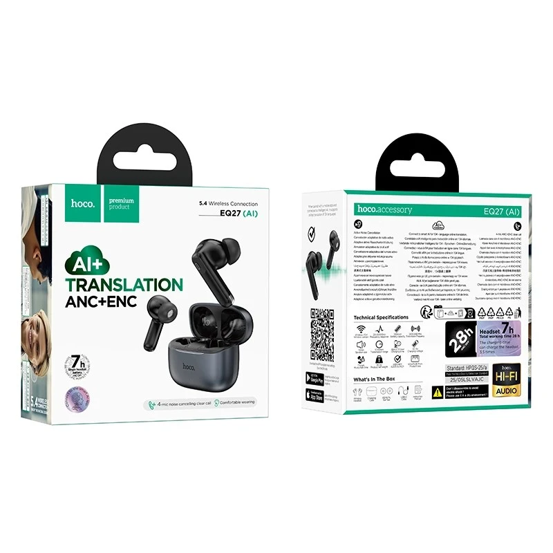 Hoco EQ27 Fun AI Translation Earbuds | ANC+ENC Noise Reduction | Supports 134 Languages - Image 5