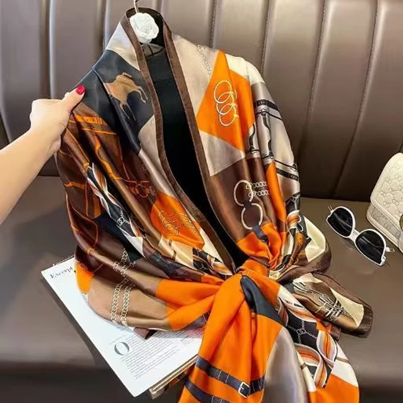 Multicoloured shiny silk hijab