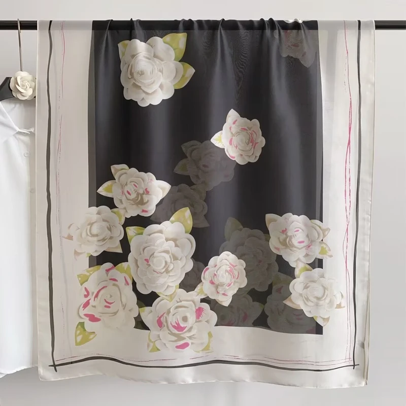 Gorgeous black pink party silk hijab - Thumbnail 3