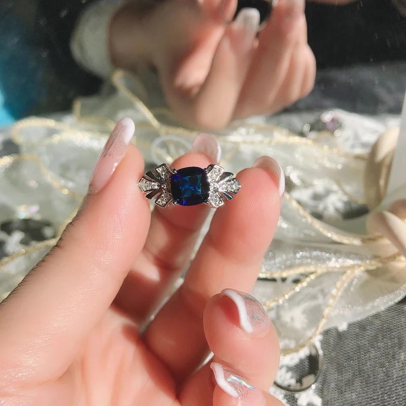 Sterling Silver Blue Sapphire Ring - Thumbnail 4