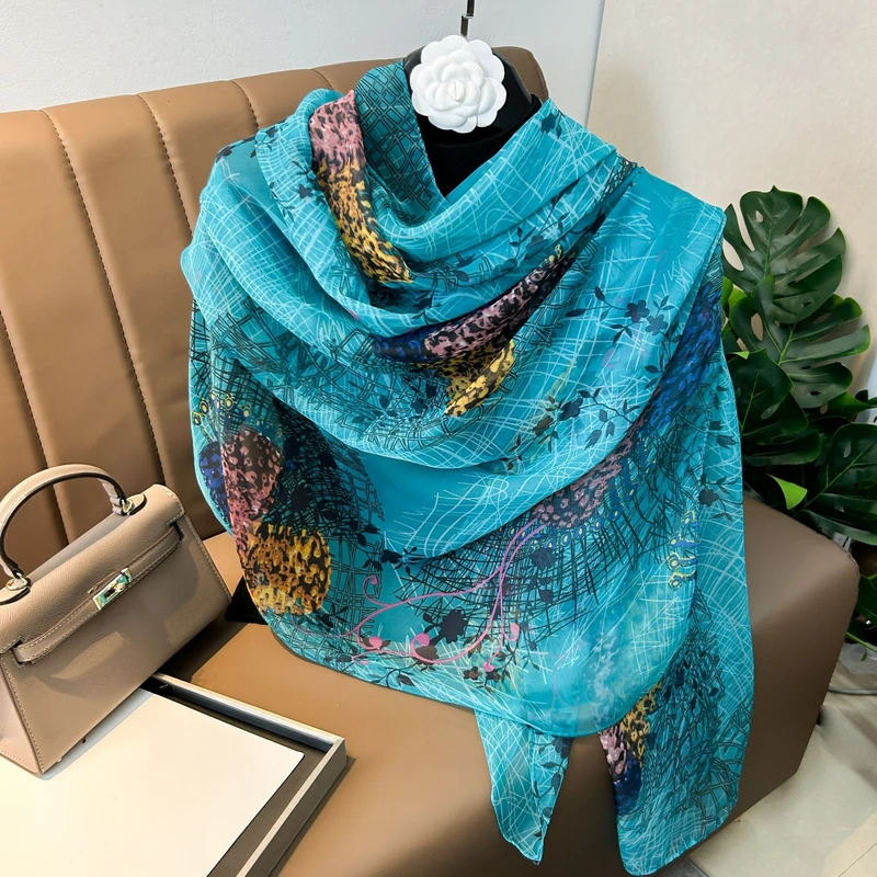 Elegant light blue soft long silk hijab/orna - Thumbnail 3
