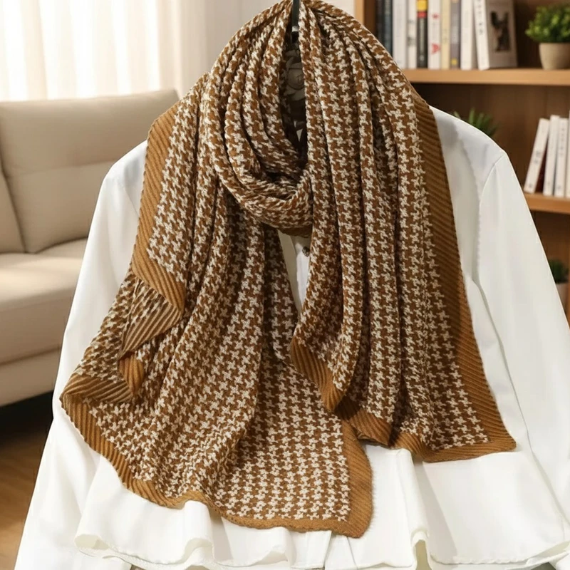Stylish Brown Color Crinkled Hijab/Orna
