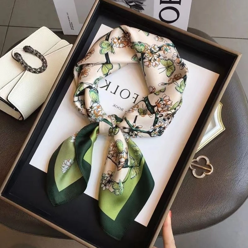 Stylish green silk scarf