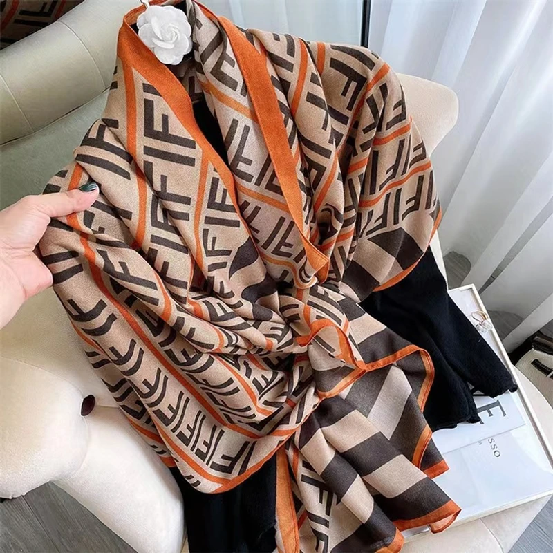 Classy light brown printed hijab / orna