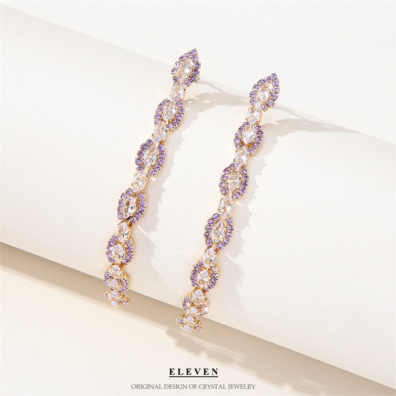 Pretty purple color zircon earrings