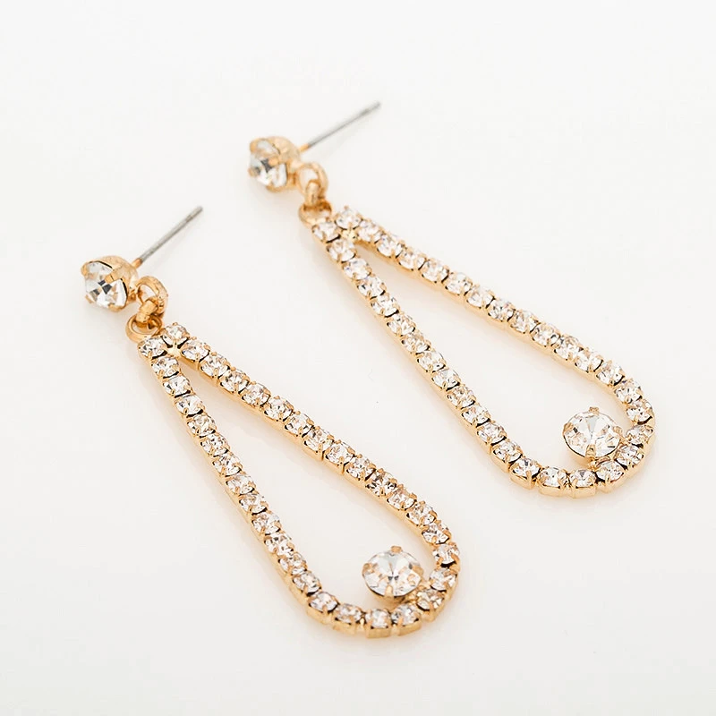 Elegant Golden Color Crystal Earrings