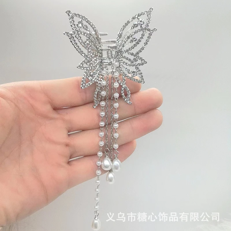 Silver color butterfly crab clip
