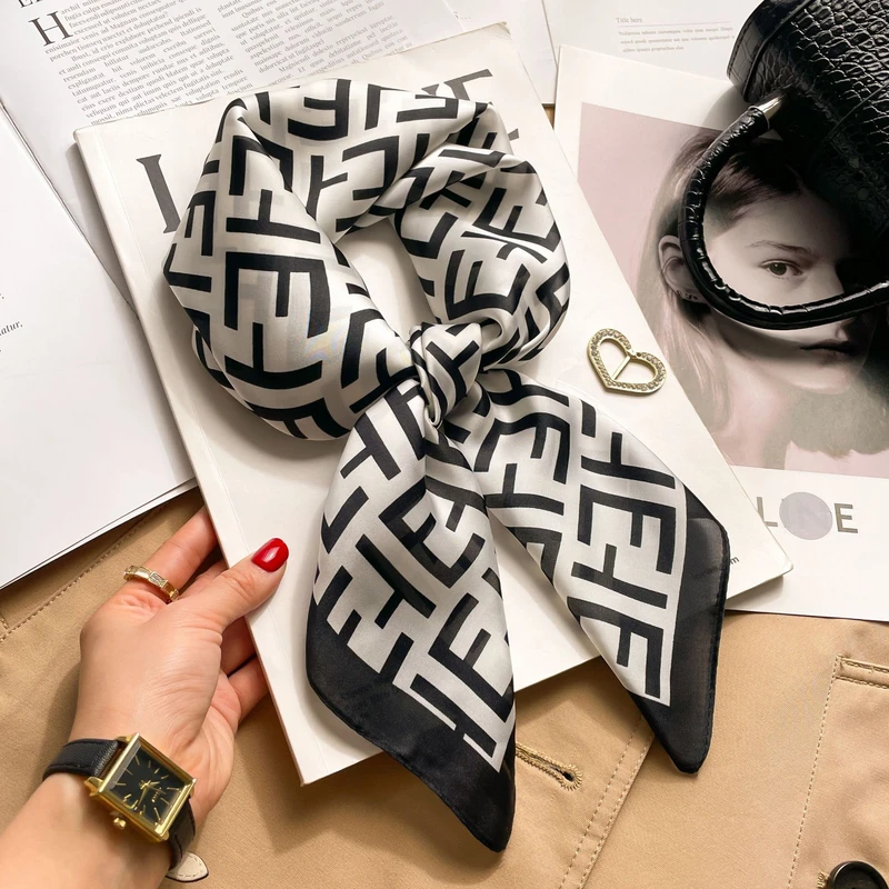 Classy black white printed scarf