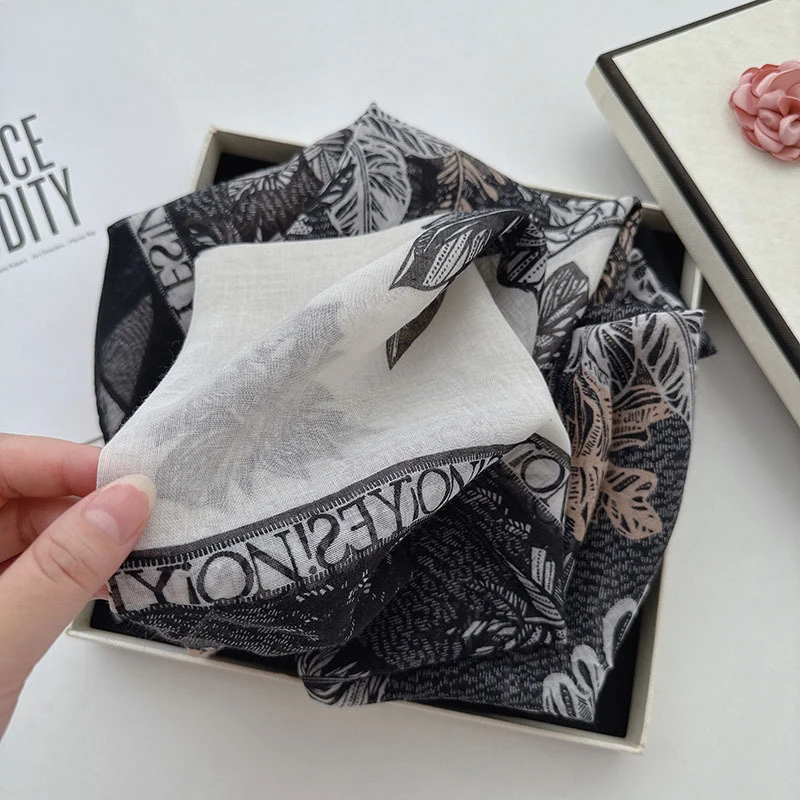Elegant black & white patterned long soft hijab/orna