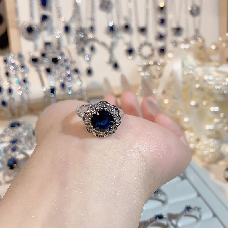Stunning Blue Color Flower Ring