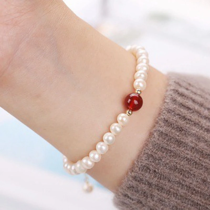 Red Cat's Eye Pearl Bracelet