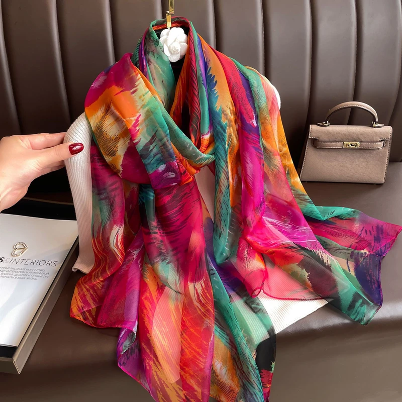 Colorful long silk hijab / orna