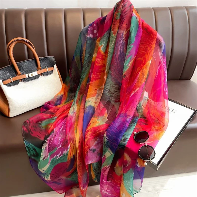 Colorful long silk hijab / orna