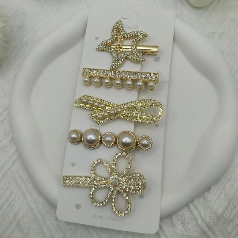 Gorgeous golden color five pieces hair clip set
