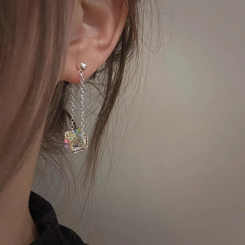 Stylish Crystal Cube Earrings