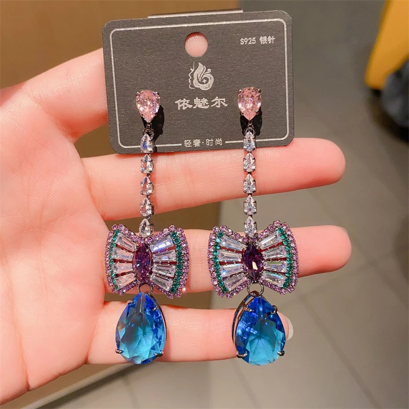 Geometry luxury design crystal earrings