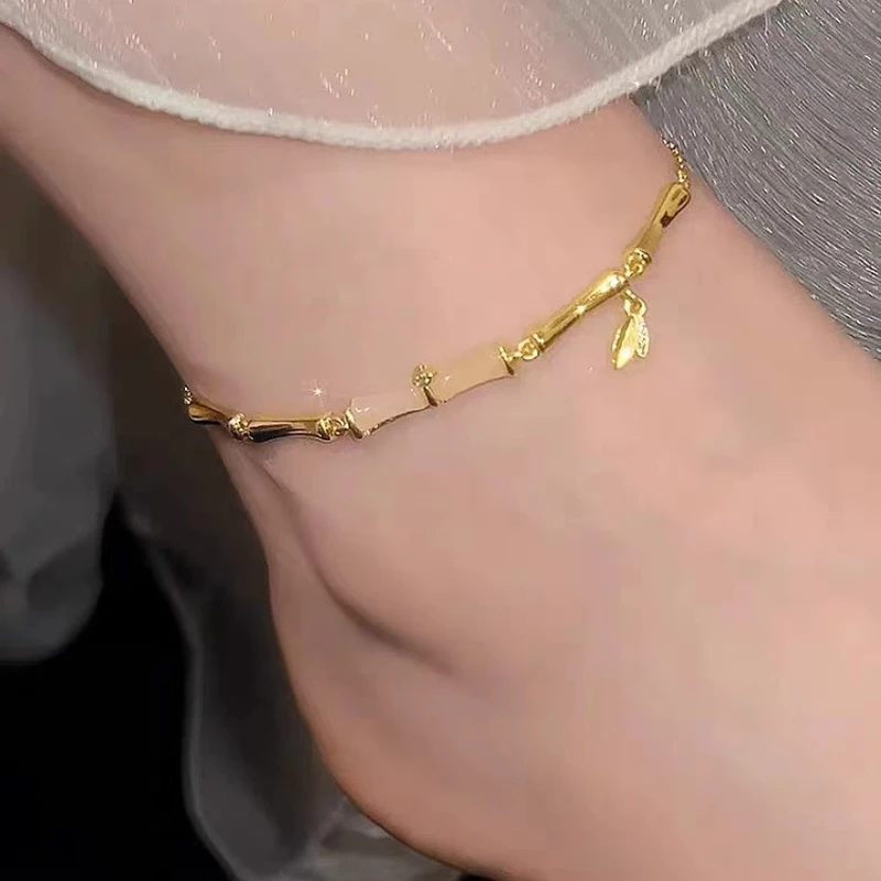 Gorgeous bamboo shape rhinestone anklet/payel