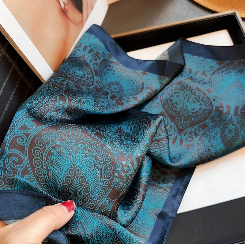 Flower Printed Shiny Silk hijab - Thumbnail 3