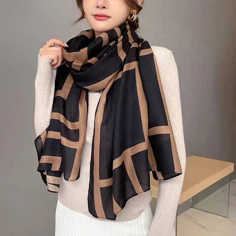 Classy black brown color hijab / orna - Thumbnail 4