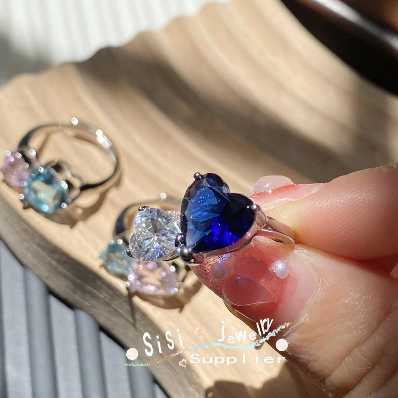 Double Heart Shaped Blue Ring