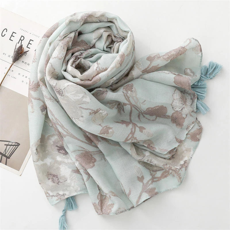 Stylish mint green colour long cotton hijab/orna