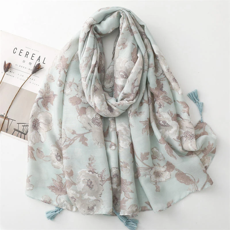 Stylish mint green colour long cotton hijab/orna