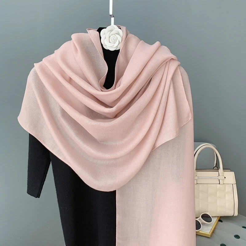 Light pink color cotton hijab - Thumbnail 3