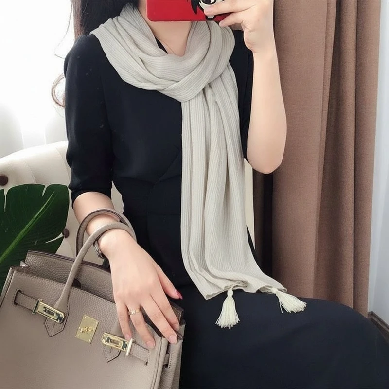 Sophisticated light Beige Color Long Cotton Hijab / Orna