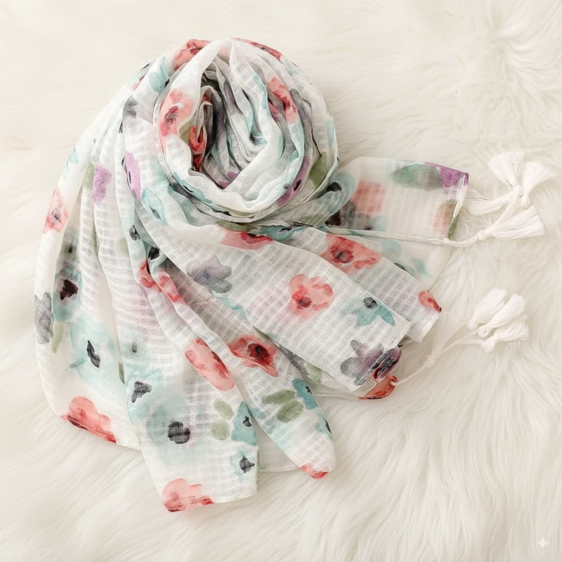 Multicoloured soft cotton tassel  hijab/orna