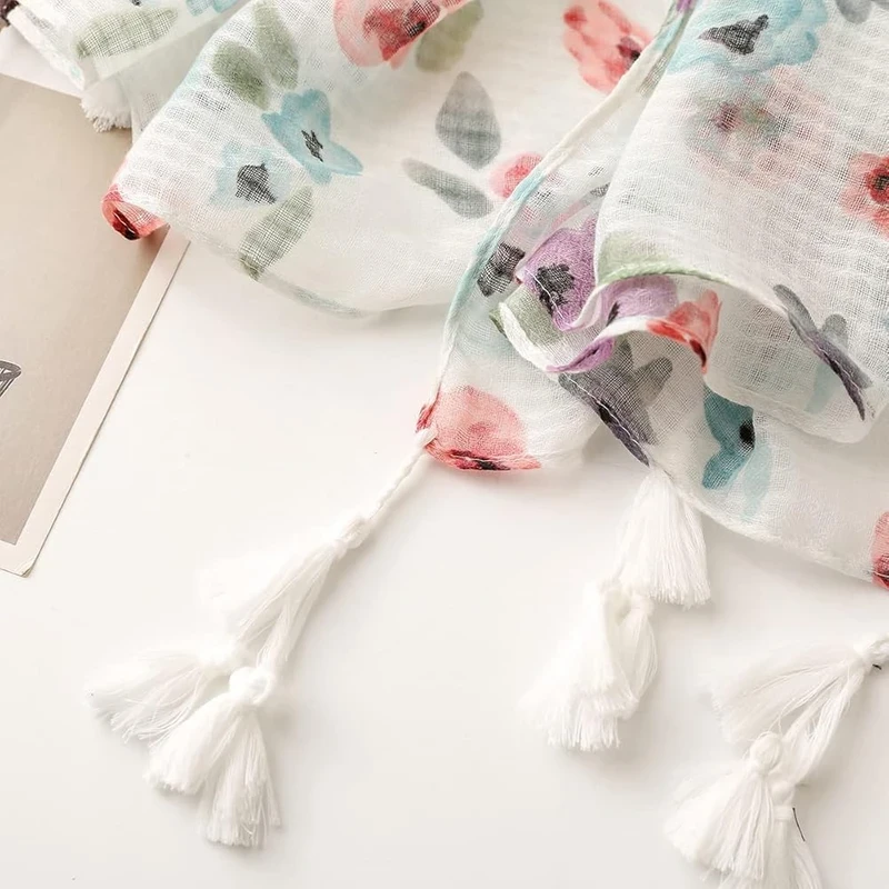 Multicoloured soft cotton tassel  hijab/orna