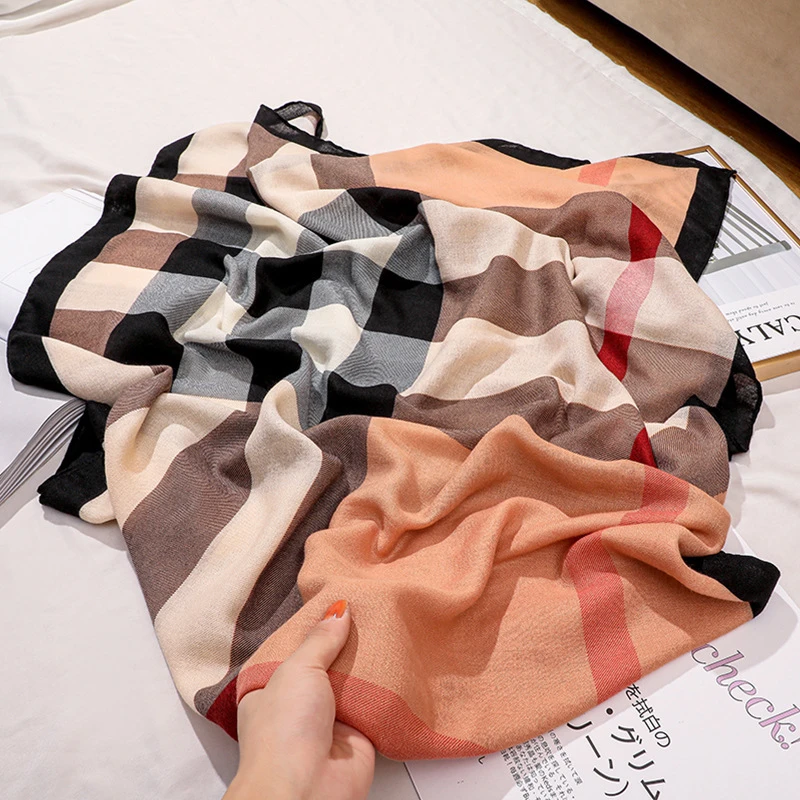 Multicoloured viscose hijab / orna - Thumbnail 4