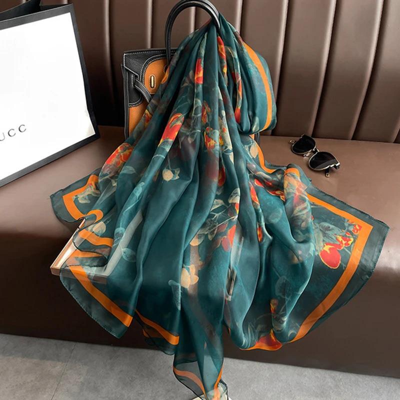 Peacock blue soft silk hijab / orna