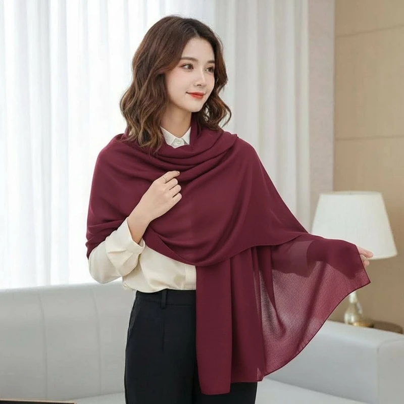 Maroon color cotton long hijab