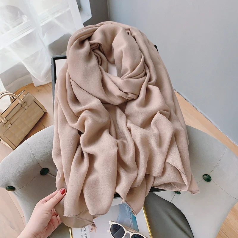 Elegant light khaki color long cotton hijab / orna